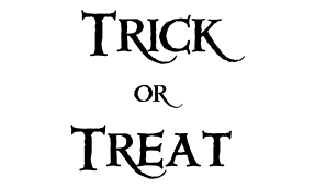 Trick or Treat logo for kids' monster party game